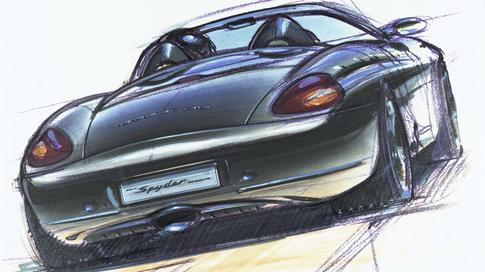 Porsche Boxster Studie Zeichnung