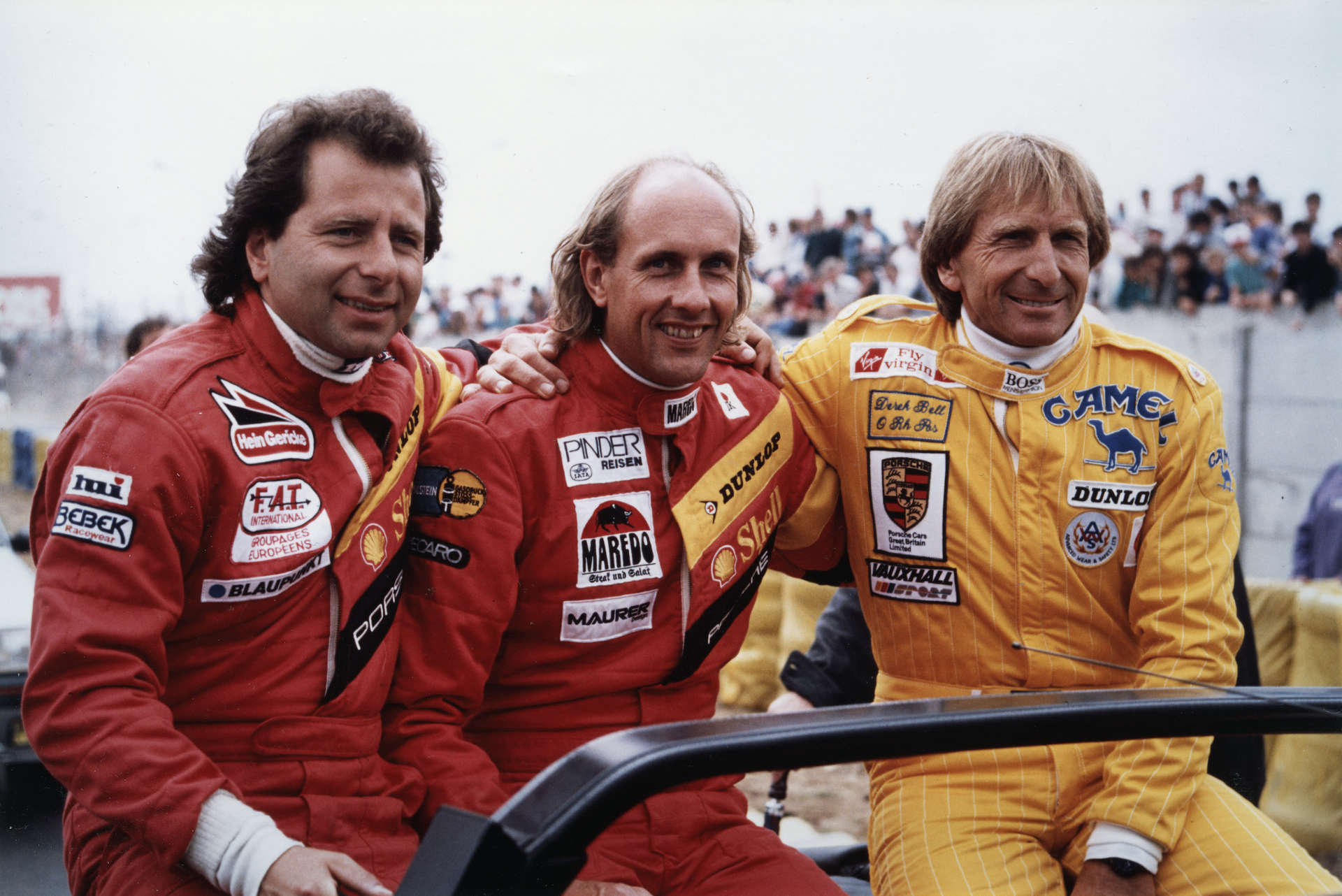 1988 Le Mans- v.l.n.r. Klaus Ludwig, Hans-Joachim Stuck und Derek Bell